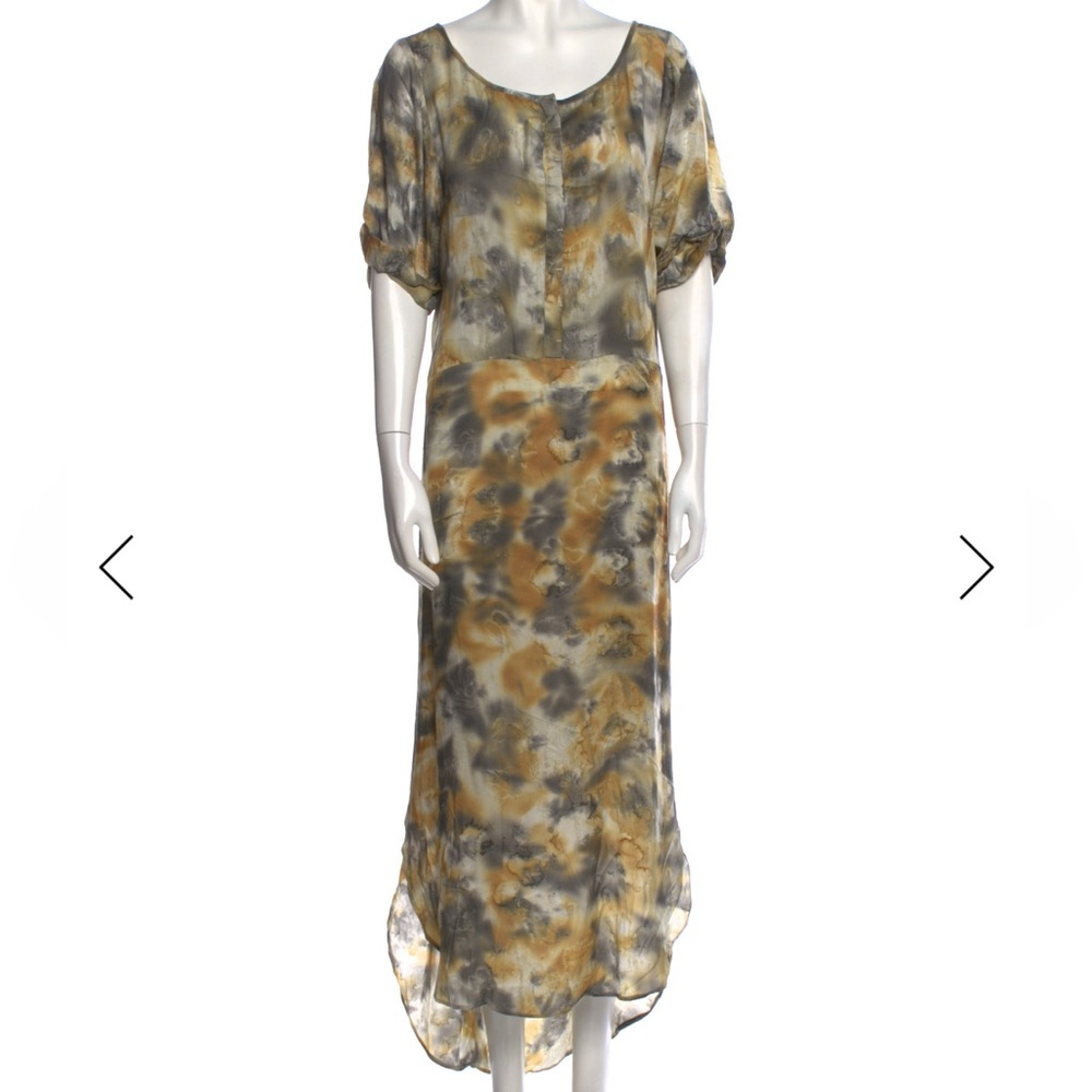 Nicholas K Gray and Gold Tie Dye Midi Dress Sz M